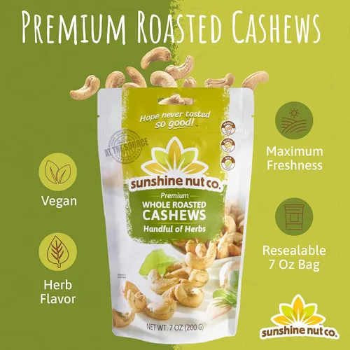 Vista 3 de Sunshine Nuts Co. - Anacardos ligeramente salados tostados enteros, sin gluten, sin maní y veganos, paquetes individuales de aperitivos para niños