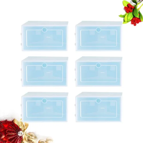 Vista 3 de Cabilock 6 cajas apilables para zapatos para almacenamiento de zapatillas, contenedor de plástico grueso para zapatos, tapa transparente, organiza