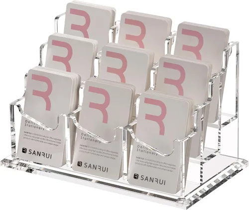 Vista 13 de SANRUI Soporte vertical para tarjetas de visita para escritorio, soporte de acrílico transparente para tarjetas de presentación, 1 ranuras