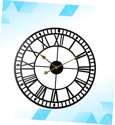Vista 3 de Amosfun 1pc Roman Numerals Iron Art Wall Clock Silent Timepiece for Home Decor Stylish Clock for Living Room Bedroom Office