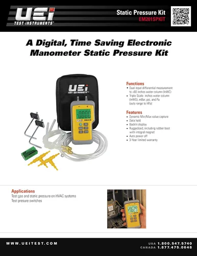 Vista 2 de UEi Test Instruments Kit de presión estática Em201Spkit