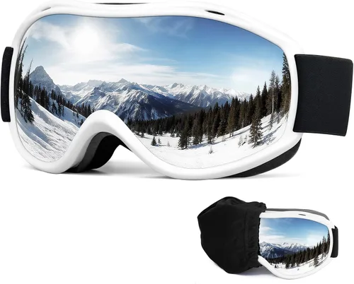 Vista 9 de FMY Gafas de esquí y snowboard OTG, protección UV400, anti niebla, gafas de esquí para motos de nieve para hombres, mujeres y jóvenes