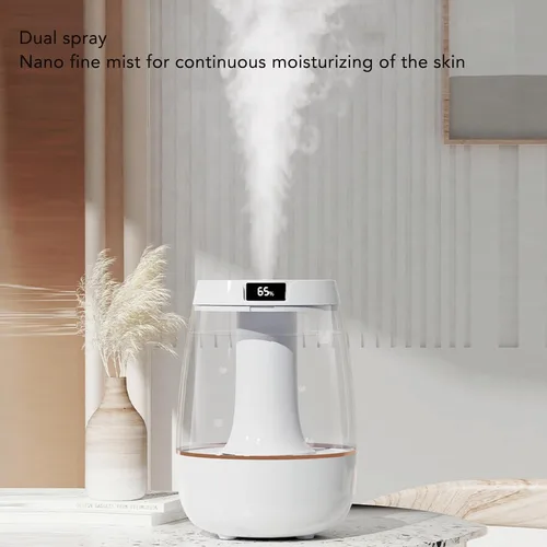 Vista 2 de Humidificadores, 3L Doble Spray Mist Humidificador de niebla fría, USB alimentado silencioso humidificador de uso esencial difusor de aceite