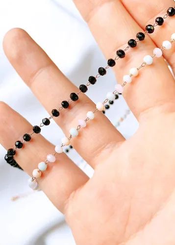 Vista 8 de POMINA Delicada gargantilla negra con cuentas de cristal, gargantilla de cuentas de cristal multifacéticas para mujer