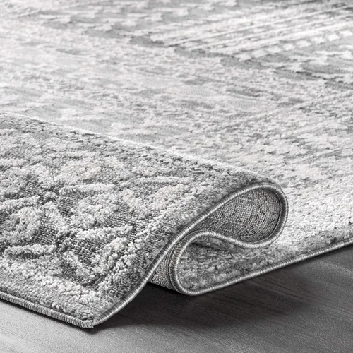 Vista 6 de nuLOOM Melina - Alfombra griega envejecida, 2 x 6 pies, gris