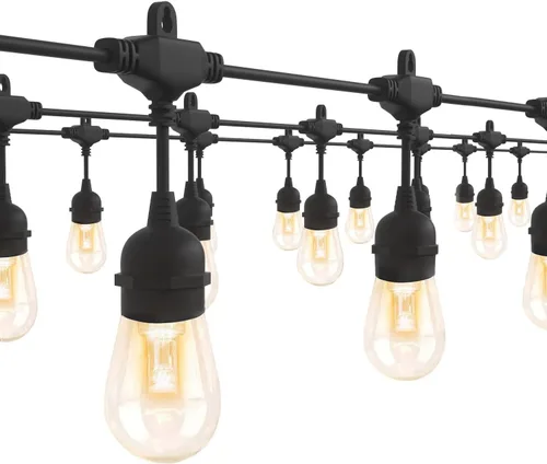 Vista 9 de GANA - Tira de luces LED de bajo voltaje de 12V y seguras para exteriores, 32 pies, 10 bombillas inastillables, 2200K, luz blanca cálida