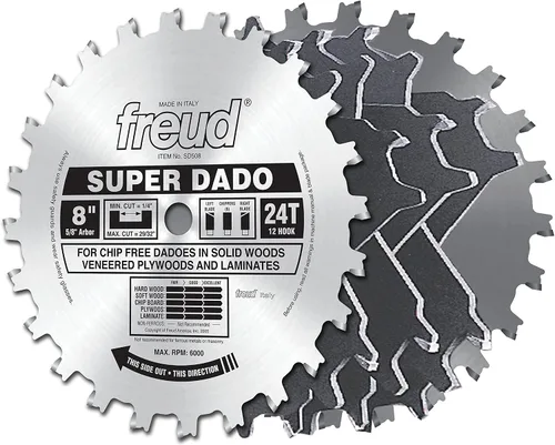 Vista 2 de Freud Juegos Super Dado de 8" x 24T (SD508) y Bosch TS1007 Dado Insert