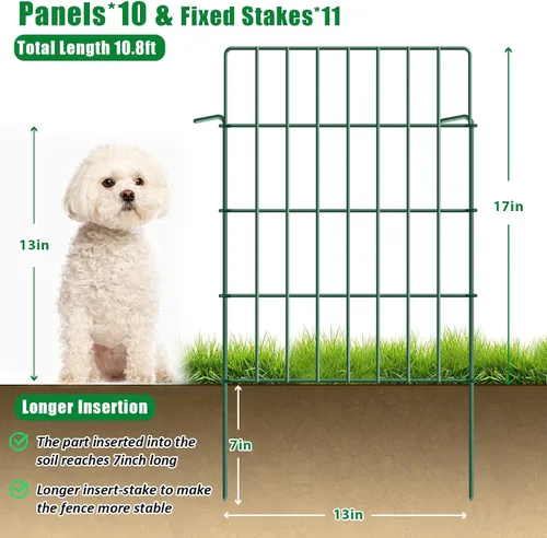 Vista 2 de Paquete de 10 barreras de jardín para cercas de animales de 1.44 pulgadas, espacio total de 10.8 pies de largo x 24 pulgadas de alto, alambre