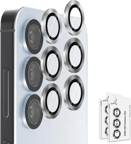 Vista 13 de Orzero Protector de lente de cámara compatible con Samsung Galaxy S25, bandeja de instalación de un solo paso, cubierta de vidrio con anillo