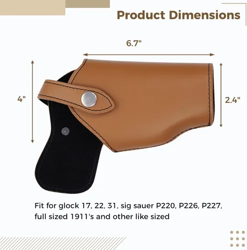 Vista 4 de Funda de hombro ajustable – Funda universal oculta vertical para Glock 1911 y la mayoría de tipos de pistolas (marrón)