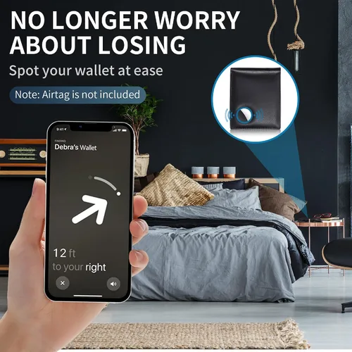 Vista 51 de Swallowmall AirTag Billetera para hombre con bloqueo RFID, de piel auténtica, plegable, para AirTag con 1 ventana de identificación, 13 tarjeteros