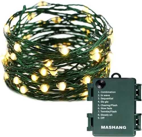 Vista 8 de Luces estrelladas que funcionan con pilas, 50 micro LED de 18 pies, blanco cálido, impermeable, árbol de Navidad, corona, boda de bricolaje