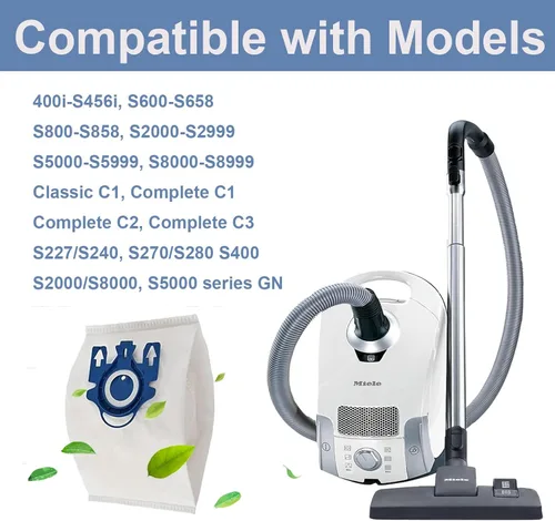 Vista 2 de Paquete de 24 bolsas de vacío 3D Airclean GN compatibles con Miele Classic C1, Complete C1, Complete C2, Complete C3, S400i S600 S2 S5 S8 Series, 6