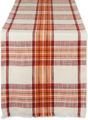 Vista 12 de DII Decoración de mesa de Acción de Gracias y otoño, diseño a cuadros de granja, acanalado, 13 x 72 pulgadas, azul y naranja