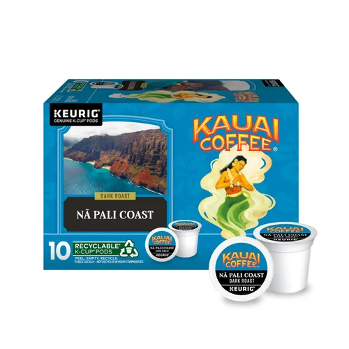 Vista 38 de Kauai Coffee Cápsulas K-Cup para cafeteras Keurig, café arábica, 10% hawaiano, tostado medio, aroma brillante con notas florales, descafeinado, 1