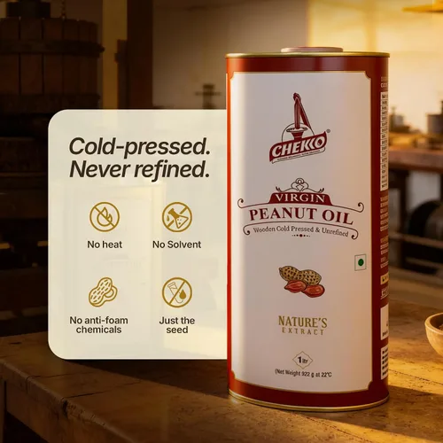 Vista 3 de Chekko Aceite de cacahuete prensado en frío 1 litro (33 onzas líquidas)