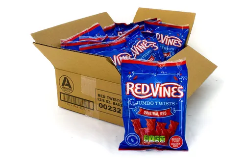 Vista 3 de Red Vines Regaliz jumbo, sabor rojo original, bolsas de 8 onzas (paquete de 12), suaves y masticables dulces Twists
