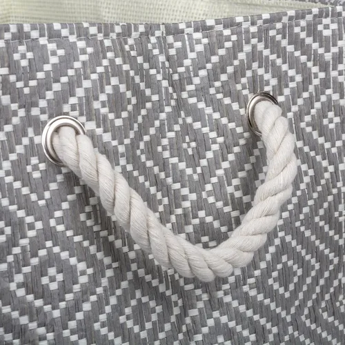 Vista 2 de DII Contenedor de almacenamiento de papel tejido, tejido de canasta de diamante, gris/blanco, grande