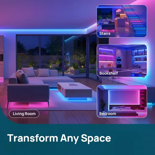Vista 6 de Linkind AuraScape - Tira de luces LED inteligentes de 10 pies, tira de luz WiFi segmentada que cambia de color, compatible con Alexa y Google Home