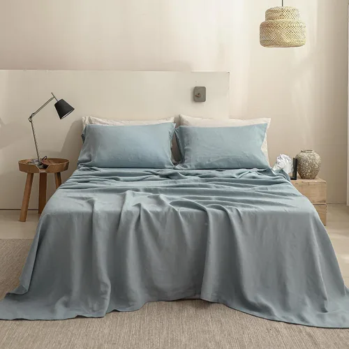 Vista 50 de Simple&Opulence Juego de sábanas de 100 % lino tamaño Twin, 3 piezas de lino francés natural, juego de ropa de cama transpirable, suave y duradero