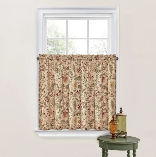 Vista 8 de Waverly Forever Peony - Juego de edredón de 4 piezas, 100% algodón, estampado floral de bayas, tamaño matrimonial/queen, con 2 fundas de almohada