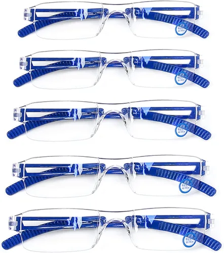 Vista 12 de AQWANO 5 Pack Rimless Reading Glasses Women Men Blue Light Block, Lightweight Clear Frames Computer Readers Anti Glare