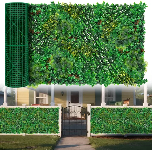 Vista 9 de Yangrass Paneles de Pared de Césped, 40"x120" (33.33 pies cuadrados) Rollo de Seto de Boj Artificial Pantalla de Privacidad, Decoración de Pared