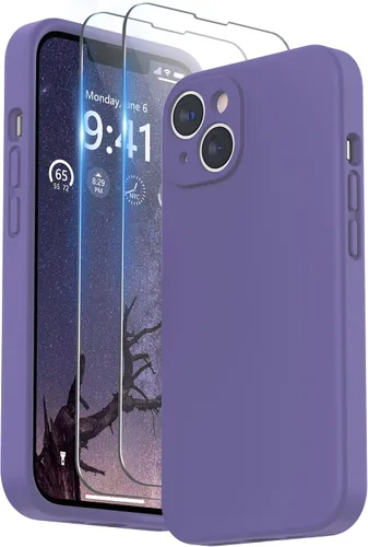 Vista 27 de SURPHY Compatible con iPhone 14 Funda con protector de pantalla (protección para la cámara y forro de microfibra suave) Funda de silicona líquida