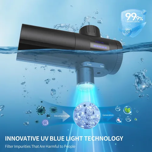 Vista 2 de HOMELODY 3.0 Filtro de agua para fregadero - Filtro de agua de montaje en grifo con pantalla LED mejorada, 3000-4000L. Filtro de agua de grifo