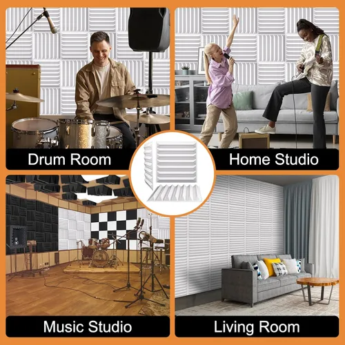 Vista 5 de TroyStudio Paneles difusores de sonido acústico, 12 x 12 x 1 pulgadas, 8 paneles de pared de plástico de PVC, panel de difusión de tratamientos