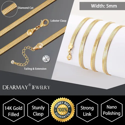 Vista 3 de DEARMAY - Collares de oro bañado de 14 quilates para mujer, delicado collar de gargantilla de espiga de oro, collar de serpiente en capas finas