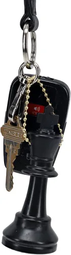 Vista 3 de WE Games Llavero de juego de ajedrez a granel, 17 piezas de plástico negro con cadena, llavero, accesorios lindos para hombres, llaves de coche