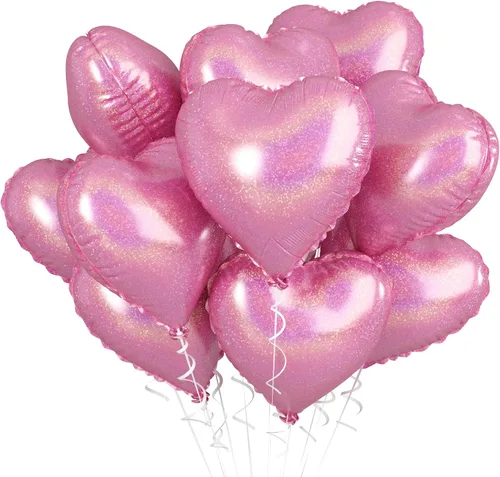 Vista 45 de Globos de corazón azul bebé, 10 piezas de globos en forma de corazón azul claro y blanco pastel, globos de papel de aluminio blanco arena crema