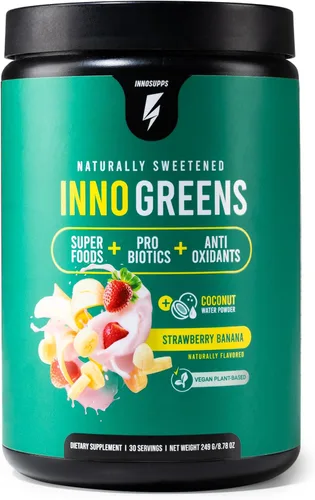 Vista 10 de Inno Greens Más de 28 verduras orgánicas y superalimentos Prebióticos avanzados + probióticos Superantioxidante + hidratación Espirulina