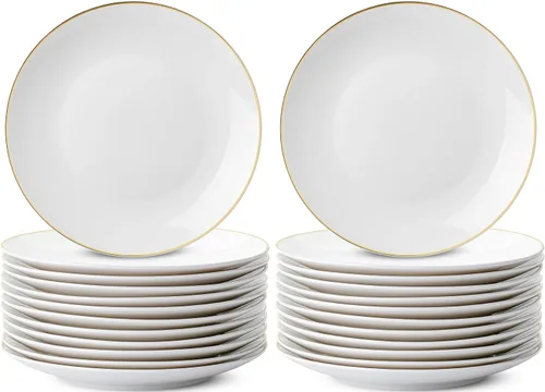 Vista 11 de BTaT- Platos de postre blancos, 8 pulgadas, juego de 12, platos pequeños para aperitivos, regalos de Navidad