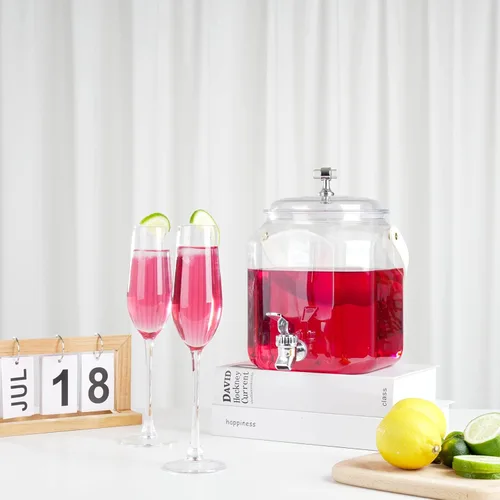 Vista 7 de Dispensador de bebidas de 1 galón, dispensador de jugos a prueba de fugas, dispensador de limonada de plástico sellado con tapas antioxidantes