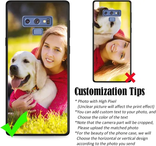Vista 3 de Funda personalizada para Samsung Galaxy Note 9 con nombre de texto y foto - Funda suave y fina personalizable Note9 (negro)