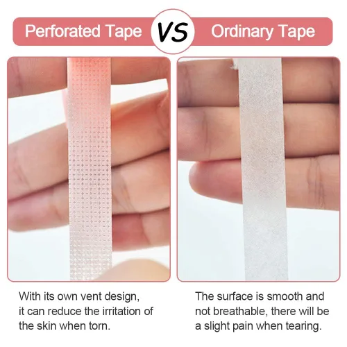 Vista 3 de EBANKU 5 rollos de cinta de extensiones de pestañas, cinta de ojos para extensiones de pestañas, cinta de tela de microporos transpirable