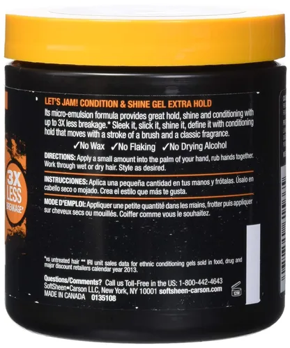 Vista 2 de Softsheen Carson Let's Jam Extra Hold Gel brillante y acondicionador, 14 onzas (paquete de 6)