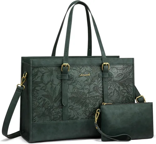 Vista 18 de LOVEVOOK Bolsa para Laptop para Mujeres de 15.6 pulgadas Bolsa Tote de Lona para Laptop, Bolsa de Trabajo de Gran Capacidad con Bolso de Mano, Bolsa
