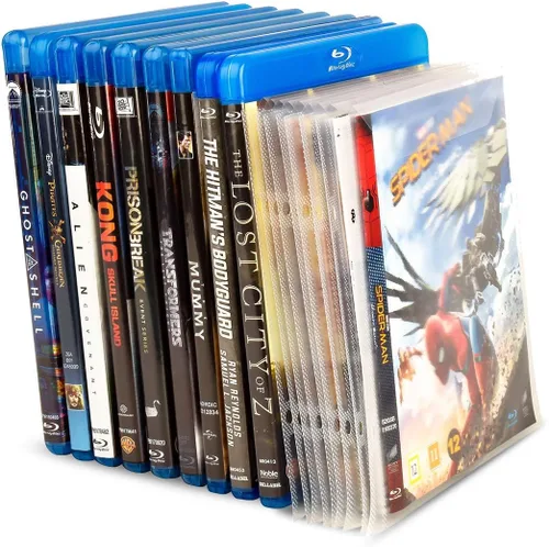 Vista 4 de Tarifold Fundas para carpetas de almacenamiento Blu-Ray, 2 agujeros de anillo, solapa segura, paquete de 50 Reinforced 2-Ring Binder Holes, Holds