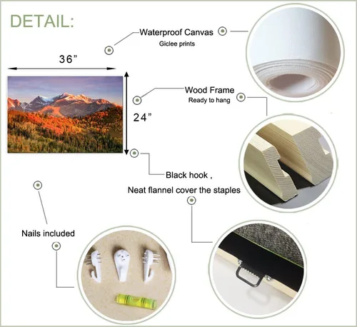 Vista 6 de LevvArts - Arte de pared de paisaje otoñal amanecer en las montañas Wasatch, Utah, Estados Unidos, lienzo impreso en lienzo de otoño pintura