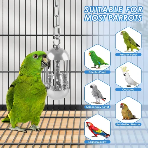 Vista 7 de DBNESS Juguetes para pájaros de acero inoxidable, cadena desmontable de alta resistencia, para masticar loro de metal duradero, juguete