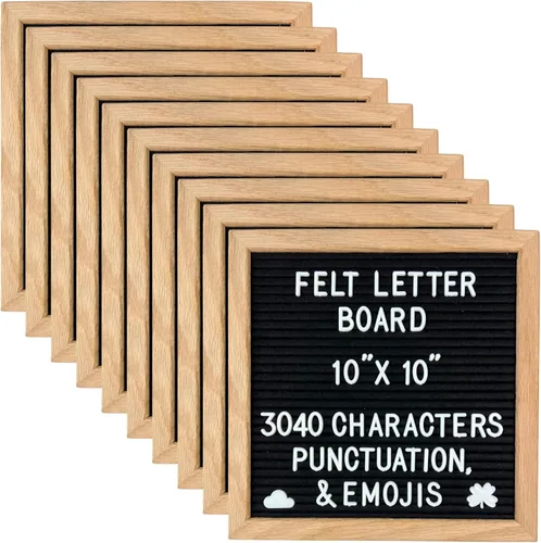 Vista 10 de Tablero de letras de fieltro negro Marco de madera manchado oscuro elegante con letras blancas Tableros de letreros intercambiables de primera