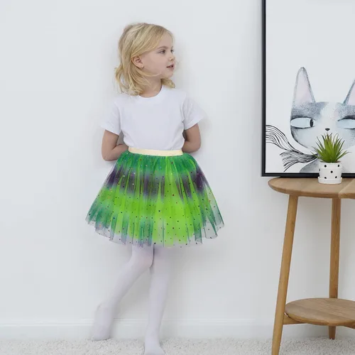 Vista 3 de Simplicity Vestido de ballet de princesa de tul de 4 capas con falda tutú arcoíris para bebé niña, Arco iris