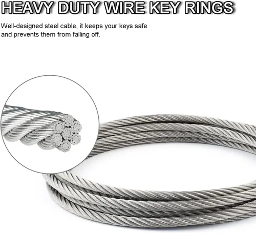Vista 3 de 100 paquetes de llaveros de cable grandes de 6" con anillo de llavero de metal en masa para etiquetas de equipaje al aire libre (GRUESO: 2MM)
