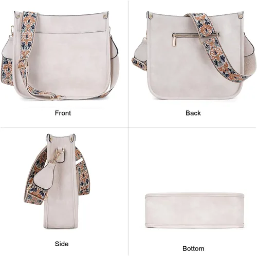 Vista 8 de HKCLUF Bolso cruzado para mujer, 2 piezas, de cuero, con 2 correas ajustables de leopardo, bolsa cruzada
