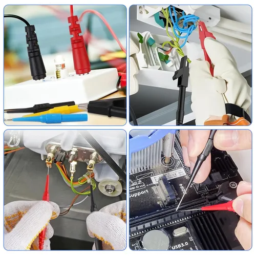 Vista 6 de Linkstyle Kit de sonda trasera de 25 piezas, pasador de sondas traseras multímetro, enchufe de plátano a clip de cocodrilo eléctrico con cables, kit
