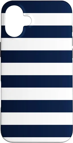 Vista 23 de Azul marino blanco rayas geométricas femeninas rayas preppy rayas caso para iPhone 17