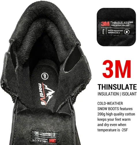 Vista 2 de NORTIV 8 - Botas de nieve para hombre con aislamiento impermeable para invierno